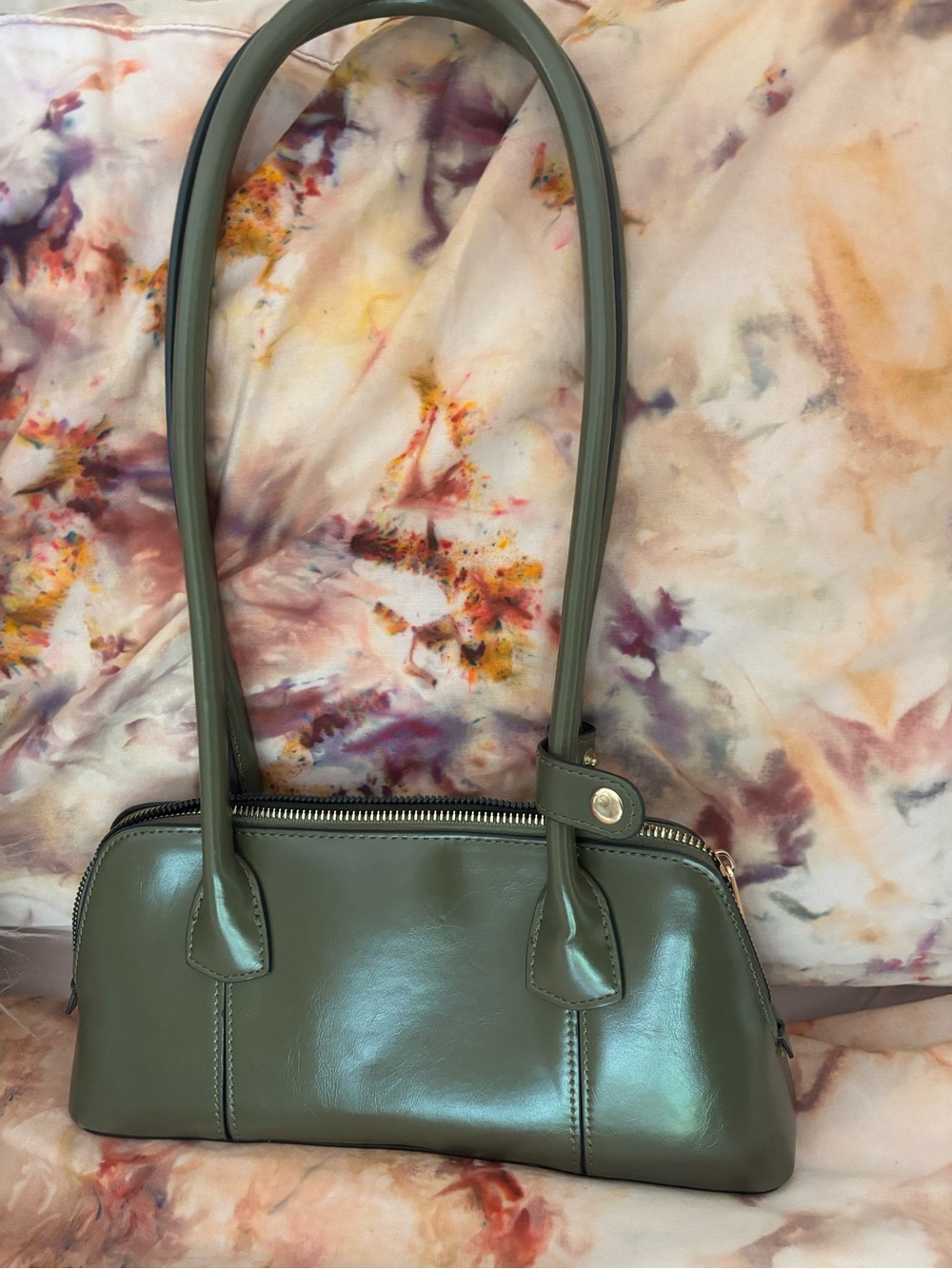 ASOS Olive Green Leather Shoulder Bag